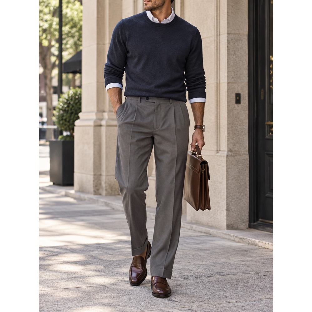 Lauren Ralph Lauren Pleated Cuffed Dress Pants Mens 34x32 Grey